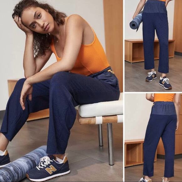 FREE PEOPLE MOVEMENT Surfside Joggers Navy Neon Orange Bungee Cord NWT SZ Small